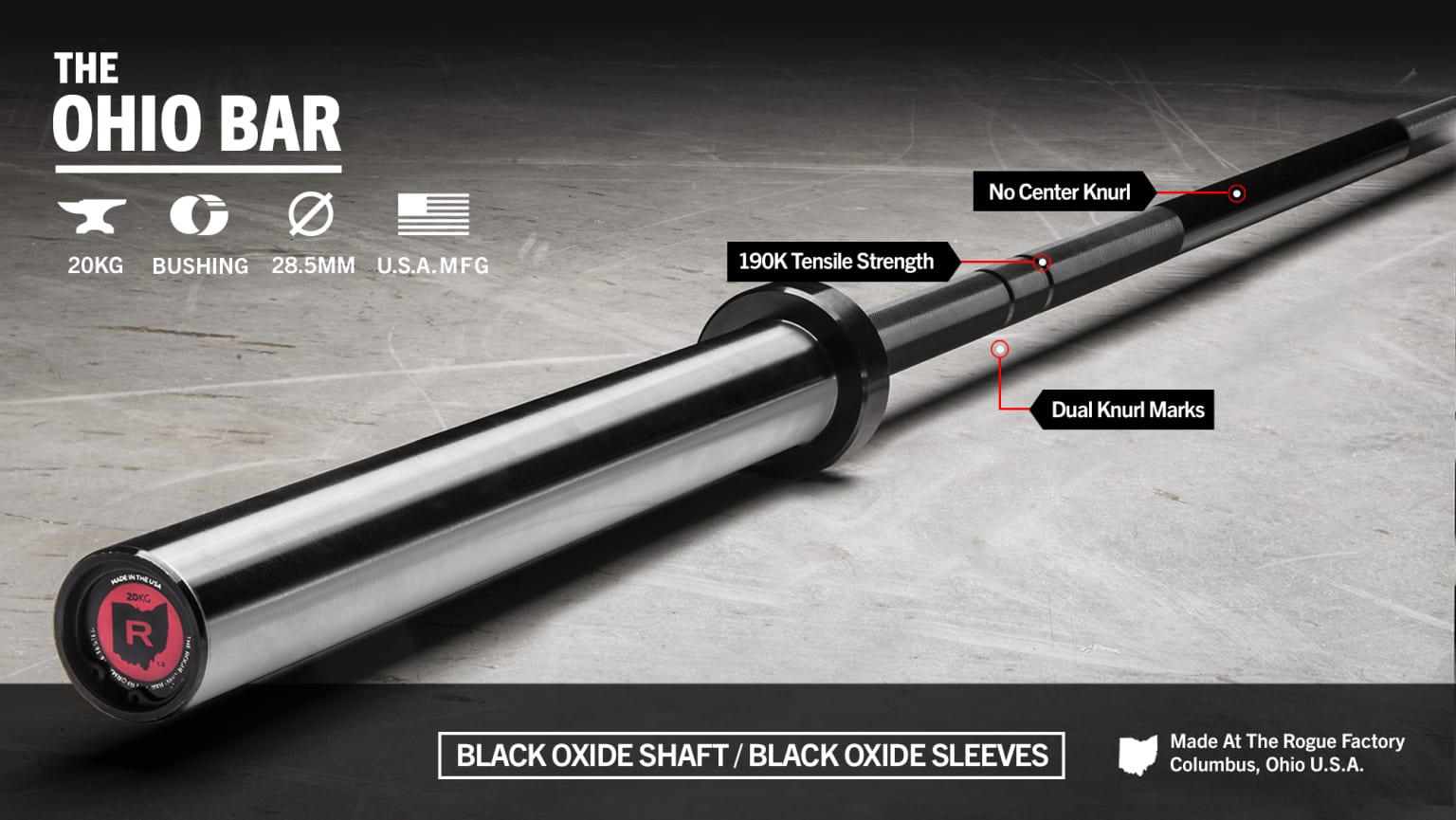 【お買得】トレーニング/エクササイズThe Ohio Bar - Black Oxide | Rogue Fitness